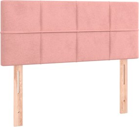 vidaXL Κρεβάτι Boxspring με Στρώμα Ροζ 120x190 εκ. Βελούδινο