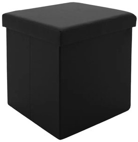 Σκαμπό-μπαούλο Crystal pu Μαύρο 38x38x38εκ 257-000012 Pakoworld 257-000012 Μαύρο