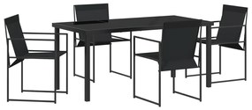 vidaXL 5 Τεμαχίων Σετ Εξωτερικής Τραπεζαρίας Μαύρο Textilene και Χάλυβα