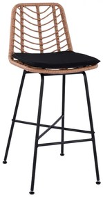 Σκαμπό Μπαρ GAVIN C5706 Μεταλλικό με Μπέζ Wicker 47x59x111Υ εκ. 47x59x111 εκ.