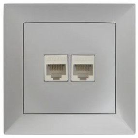 Πρίζα Δικτύου RJ45 Κατηγορία 6 Τηλεφώνου RJ11 Πλήρης Lumen-15-0196-Ασημί 15-0196