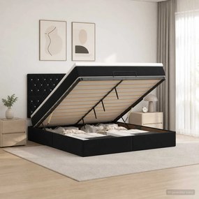 vidaXL Κρεβάτι Ottoman με στρώμα Μαύρο 140 x 190 cm Βελούδο