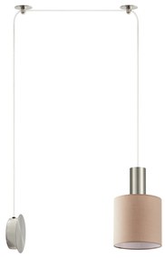 Φωτιστικό Τοίχου - Απλίκα SE21-NM-4-NM1W-SH3 ADEPT TUBE Nickel Matt Wall Lamp Brown Fabric Shade+ - 51W - 100W - 77-8798