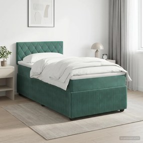 vidaXL Κρεβάτι box spring με στρώμα Σκούρο Πράσινο 100 x 200 cm