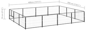 vidaXL Σπιτάκι Σκύλου Μαύρο 12 μ² Ατσάλινο