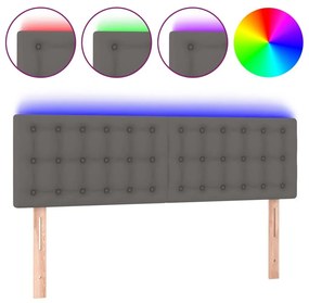 Κεφαλάρι Κρεβατιού LED Γκρι 144x5x78/88 εκ. από Συνθετικό Δέρμα - Γκρι