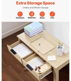 VEVOR Small Desk with Drawer Kids Desk for Bedroom Simple Study Table Light Wood