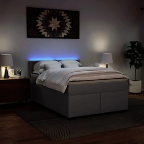 vidaXL Κρεβάτι Boxspring με Στρώμα Γκρι 140x200εκ. από Συνθετικό Δέρμα