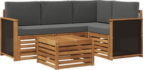 vidaXL Σειρά Καναπέ Εξωτερικού 5 pcs Φυσικό και Ανθρακί