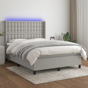 ΚΡΕΒΑΤΙ BOXSPRING ΜΕ ΣΤΡΩΜΑ &amp; LED ΑΝ.ΓΚΡΙ 140X190ΕΚ. ΥΦΑΣΜΑΤΙΝΟ 3138629