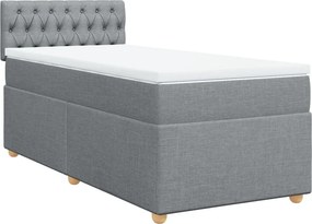 vidaXL Κρεβάτι Boxspring με Στρώμα Ανοιχτό Γκρι 90x200 εκ. Υφασμάτινο