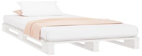 Κρεβάτι Παλέτες Λευκό 75 x 190 εκ. Μασίφ Πεύκο Small Single - Λευκό