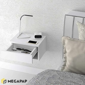 Κομοδίνο επιτοίχιο Mary Megapap χρώμα λευκό 40x30x23εκ.