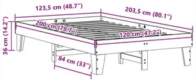 Σκελετός Κρεβατιού Χωρίς Στρώμα 120x200 εκ Μασίφ Ξύλο Πεύκου - Καφέ