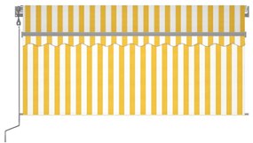 vidaXL Τέντα Αυτόματη με Σκίαστρο/LED/Αισθ. Ανέμου Κίτρ./Λευκό 3x2,5 μ