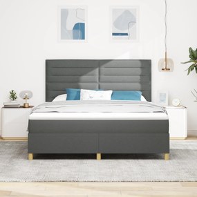 vidaXL Box Spring Bed με Στρώμα Σκούρο Γκρι