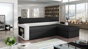 Γωνιακός καναπές Radium-Δεξιά-Μαύρο - Λευκό