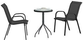 vidaXL Σετ Μπιστρό Κήπου 3 pcs Μαύρο Ατσάλι