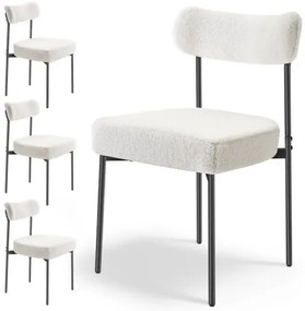 VEVOR Set of 4 Boucle Dining Chairs Modern Kitchen Side Chair Curved Backrest