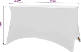 vidaXL Καλύμματα Τραπεζιού Ελαστικά 2 τεμ. Λευκά 120 x 60,5 x 74 εκ.