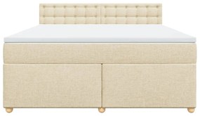 vidaXL Κρεβάτι Boxspring με Στρώμα Κρεμ 180x200 εκ. Υφασμάτινο