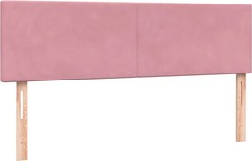 vidaXL Box Spring κρεβάτι με στρώμα ροζ 160x220 cm Βελούδινο