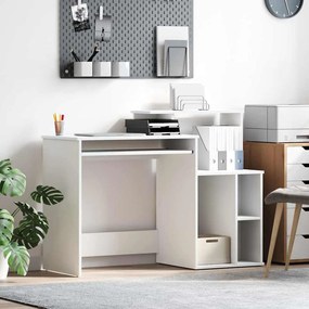 vidaXL Γραφείο με Αποθήκευση Λευκό 120.5x44x88.5 εκ Επενδυμένο Ξύλο