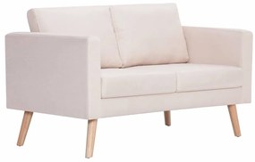 vidaXL Καναπές Διθέσιος Κρεμ Υφασμάτινος