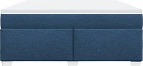 vidaXL Κρεβάτι Boxspring με Στρώμα Μπλε 180x200 εκ. Υφασμάτινο