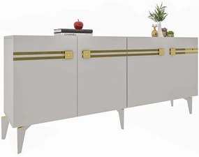 Μπουφές Hayat 475OLV1793 150x35x80cm White-Gold Particle Board, Melamine