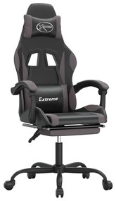 vidaXL Καρέκλα Gaming Περιστρ. Υποπόδιο Μαύρο&Γκρι Συνθετικό Δέρμα