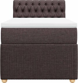 vidaXL Κρεβάτι Boxspring με Στρώμα Σκούρο Καφέ 100x200 εκ. Υφασμάτινο