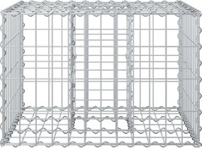 vidaXL Ανασηκωμένο κρεβάτι gabion Ασημί