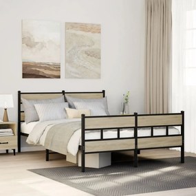 VidaXL Σκελετός Κρεβ. Χωρίς Στρώμα Sonoma Δρυς 160x200 εκ. Μεταλλικό