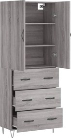 vidaXL Ντουλάπι Γκρι Sonoma 69,5 x 34 x 180 εκ. Επεξεργασμένο Ξύλο