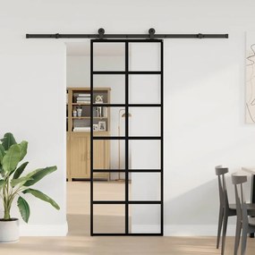 vidaXL Συρόμενη Πόρτα με Μηχανισμό 76x205 εκ. Γυαλί ESG &amp; Αλουμίνιο