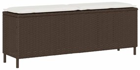 vidaXL Πάγκος κήπου με μαξιλάρι καφέ 110x30x40,5 cm Poly Rattan