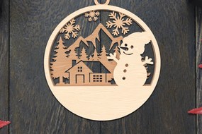 Σετ των 3 Intra απο ξύλο plywood 3mm-4mm πάχος Χριστουγεννιάτικο στολίδι χιονάνθρωπος κομμένο με λέιζερ Δίασταση 8x8 cm INTRAFABR-106791177