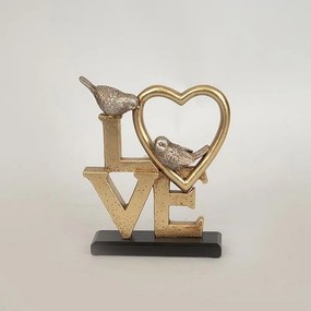 Διακοσμητικό Επιτραπέζιο Love 752-28540 16.2x4.5x19.2cm Gold-Silver Estheti Home Πολυρεσίνη