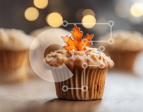 Σετ των 2 Intra Συλλεκτικό Ξύλινο Παζλ Plywood 4mm - Φθινοπωρινά cupcakes με πολύχρωμα φύλλα Σε Ξύλινο Κουτί - Διαστάσεις: 10x10 cm – 25 κομμάτια