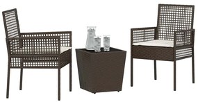 vidaXL Σετ Μπιστρό Κήπου 3 pcs Καφέ Πολυ ράταν