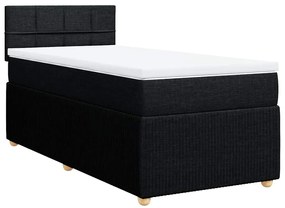 vidaXL Κρεβάτι Boxspring με Στρώμα Μαύρο 90x190 εκ.Υφασμάτινο