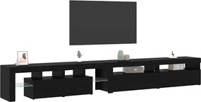 vidaXL Ντουλάπι TV με LED 3 pcs Μαύρη Οξυά 290 x 36,5 x 40 εκ