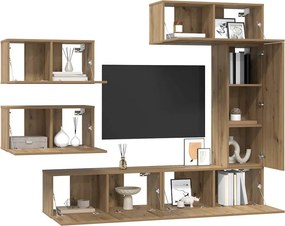 vidaXL Σετ επίπλου τηλεόρασης 6 pcs Artisan Oak Επεξεργασμένο ξύλο