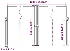 Σκίαστρο Πλαϊνό Συρόμενο Σκούρο Πράσινο 160 x 1200 εκ. - Πράσινο