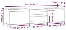 Έπιπλο Τηλεόρασης Λευκό 140 x 35 x 40 εκ. από Μασίφ Ξύλο Πεύκου - Λευκό