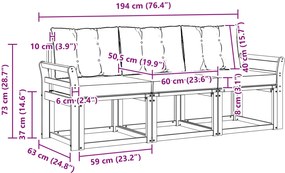 vidaXL Σειρά Καναπέ Εξωτερικού με μαξιλάρι 3 pcs Λευκό και Μπεζ