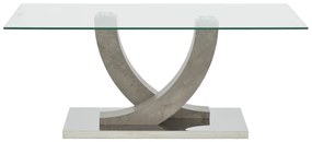 Τραπέζι σαλονιού Kasmora  γκρι ξύλο-γυαλί 110x60x45εκ
