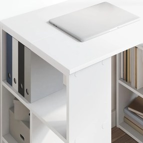 vidaXL Γραφείο με ράφι Λευκό 90 x 50 x 75 εκ. Επεξεργασμένο ξύλο