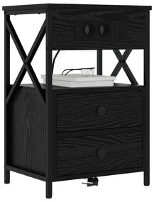 vidaXL Κομοδίνο Μαύρη δρυς 40 x 31 x 60 εκ. Επεξεργασμένο ξύλο